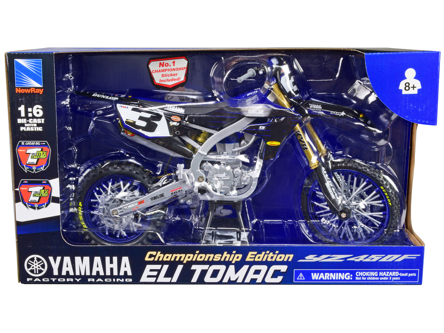 Yamaha YZ450F Motorcycle #3 Eli Tomac "Championship Edition" Yamaha Factory Racing 1/6 Diecast Model by New Ray