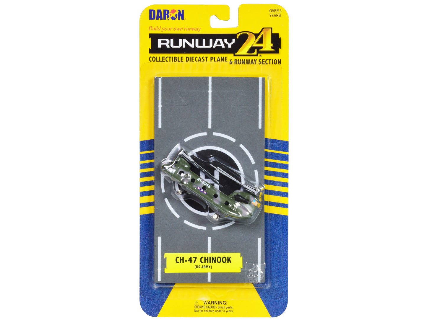 Boeing CH-47 Chinook Helicopter Olive Camouflage "United States Army" with Runway Section Diecast Model by Runway24