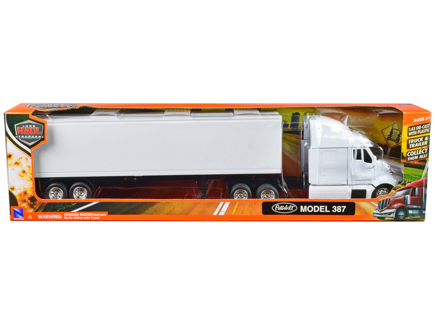Peterbilt 387 Truck with Dry Goods Trailer White "Long Haul Trucker" Series 1/43 Diecast Model by New Ray