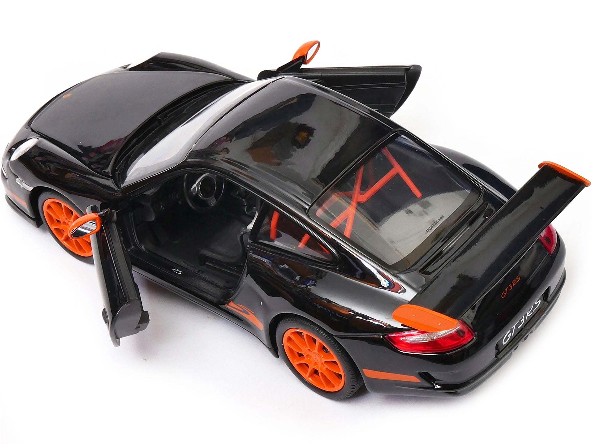 Porsche 911 (997) GT3 RS Black with Orange Accents 1/24-1/27 Diecast Model Car by Welly