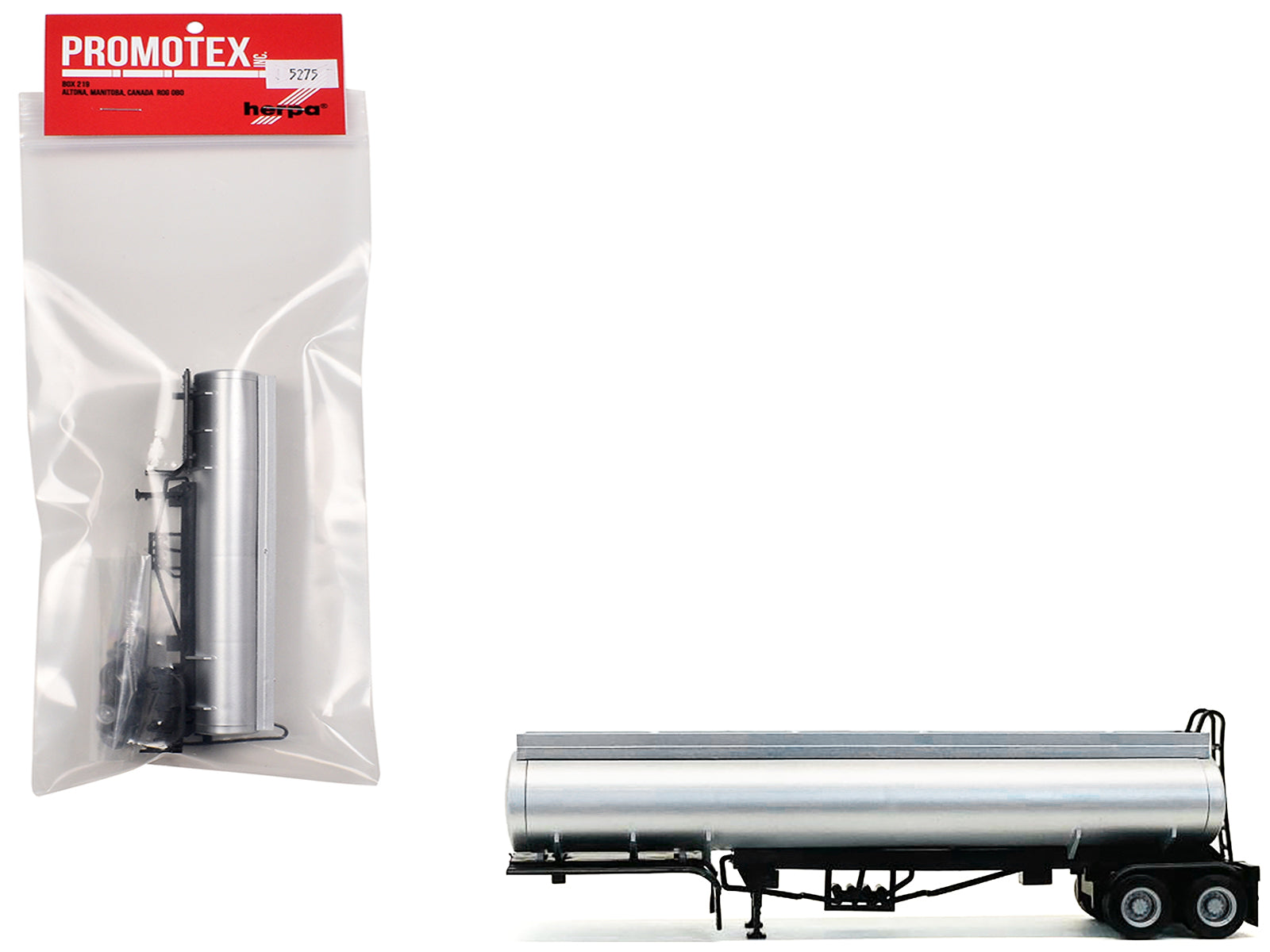 Elliptical Tanker Trailer Silver 1/87 (HO) Plastic Model by Promotex