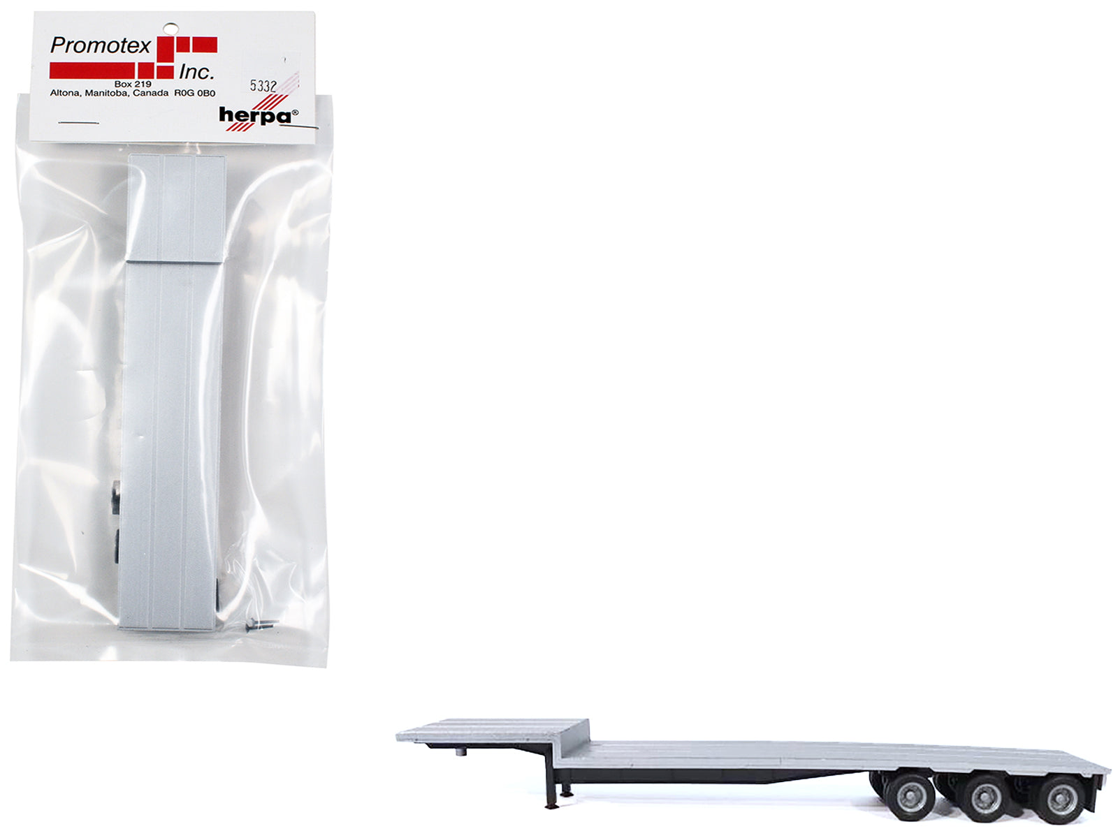 3-Axle Dropdeck Flatbed Trailer Silver Top 1/87 (HO) Plastic Model by Promotex