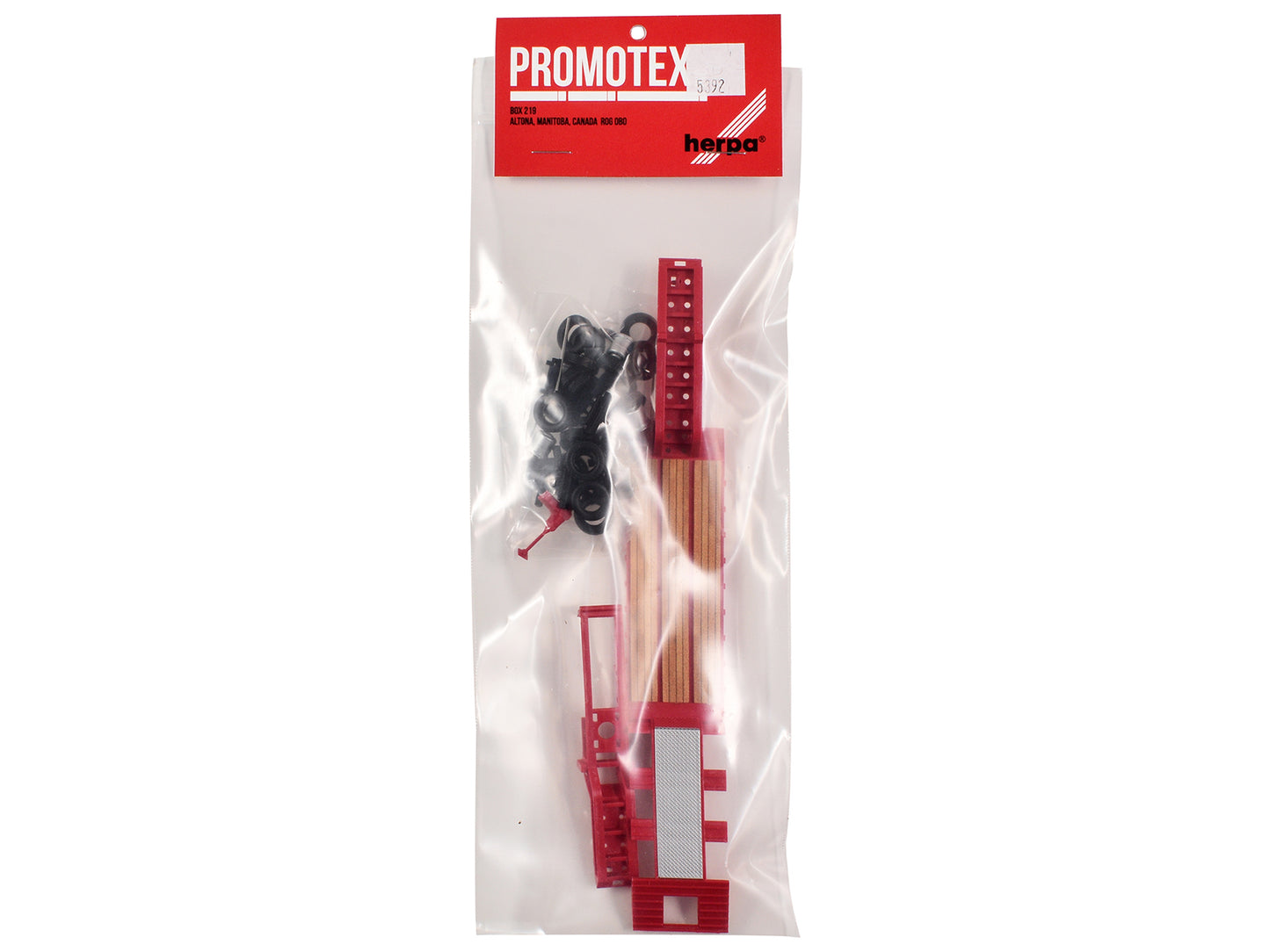 Heavy Equipment Lowboy Trailer with Jeep Red 1/87 (HO) Plastic Model by Promotex