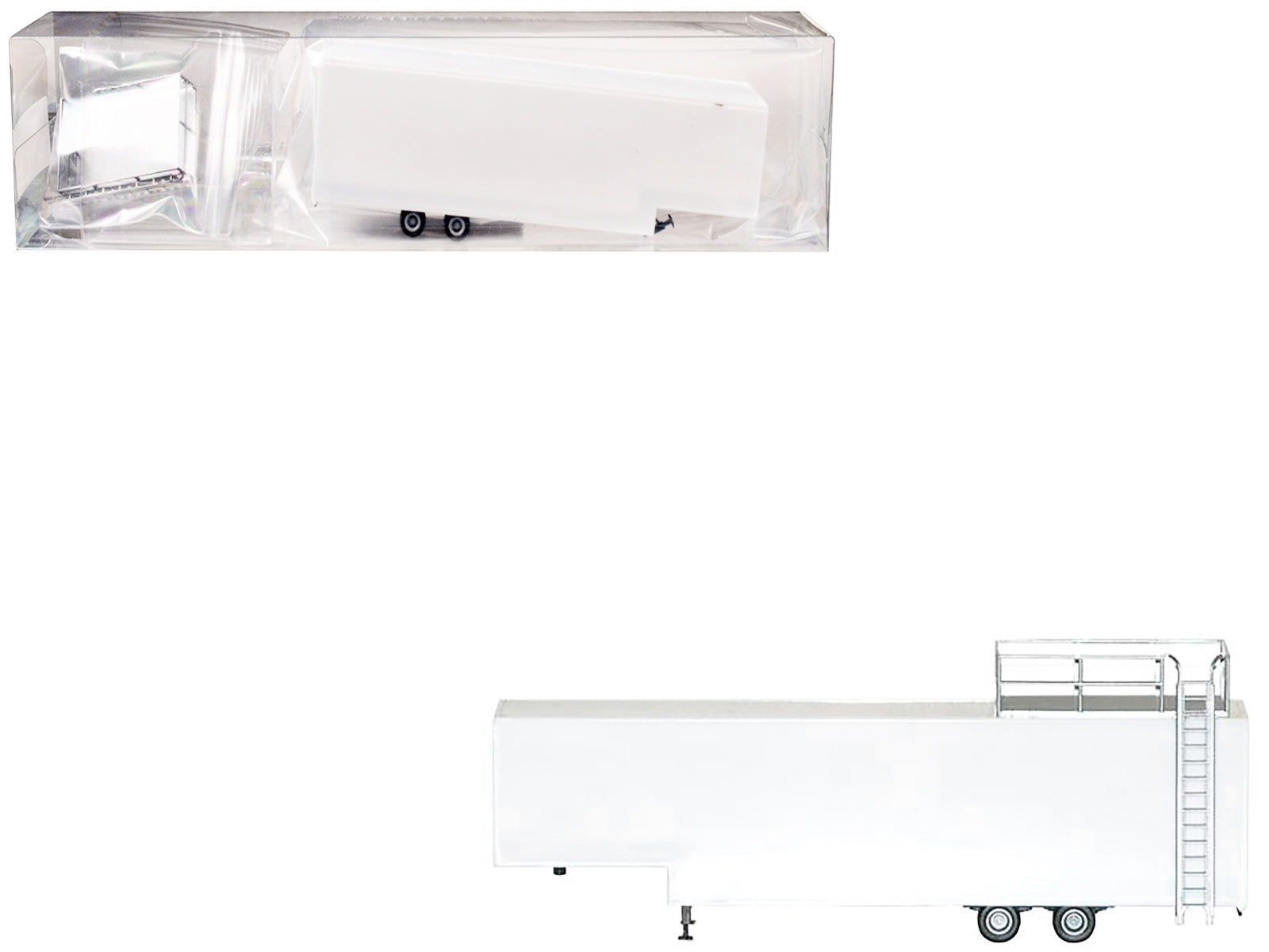 Race Horse Transport Trailer White 1/87 (HO) Plastic Model by Promotex