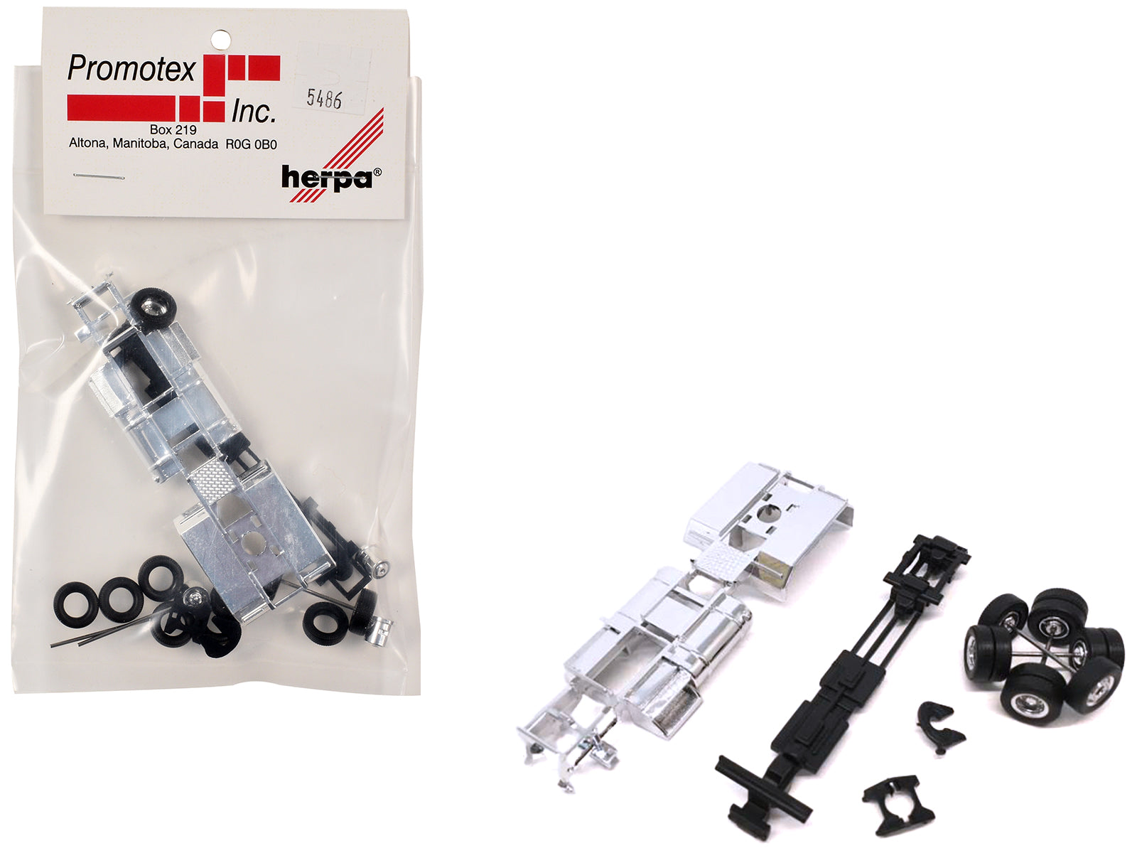 Chrome Chassis Kit for Kenworth or Peterbilt Cab 1/87 (HO) Plastic Model by Promotex