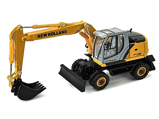 New Holland WE170 Wheeled Excavator Yellow 1/87 (HO) Diecast Model by Promotex