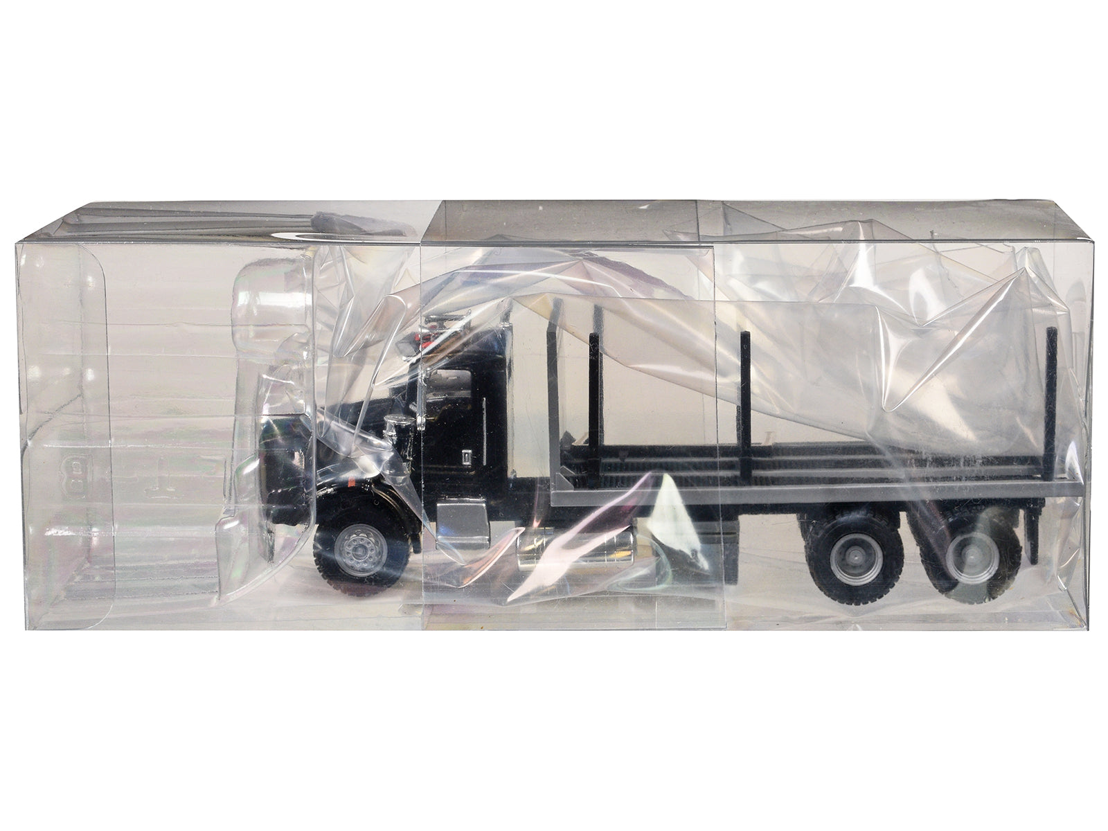 Kenworth T800 Stake Bed Truck Black 1/87 (HO) Plastic Model Car by Promotex