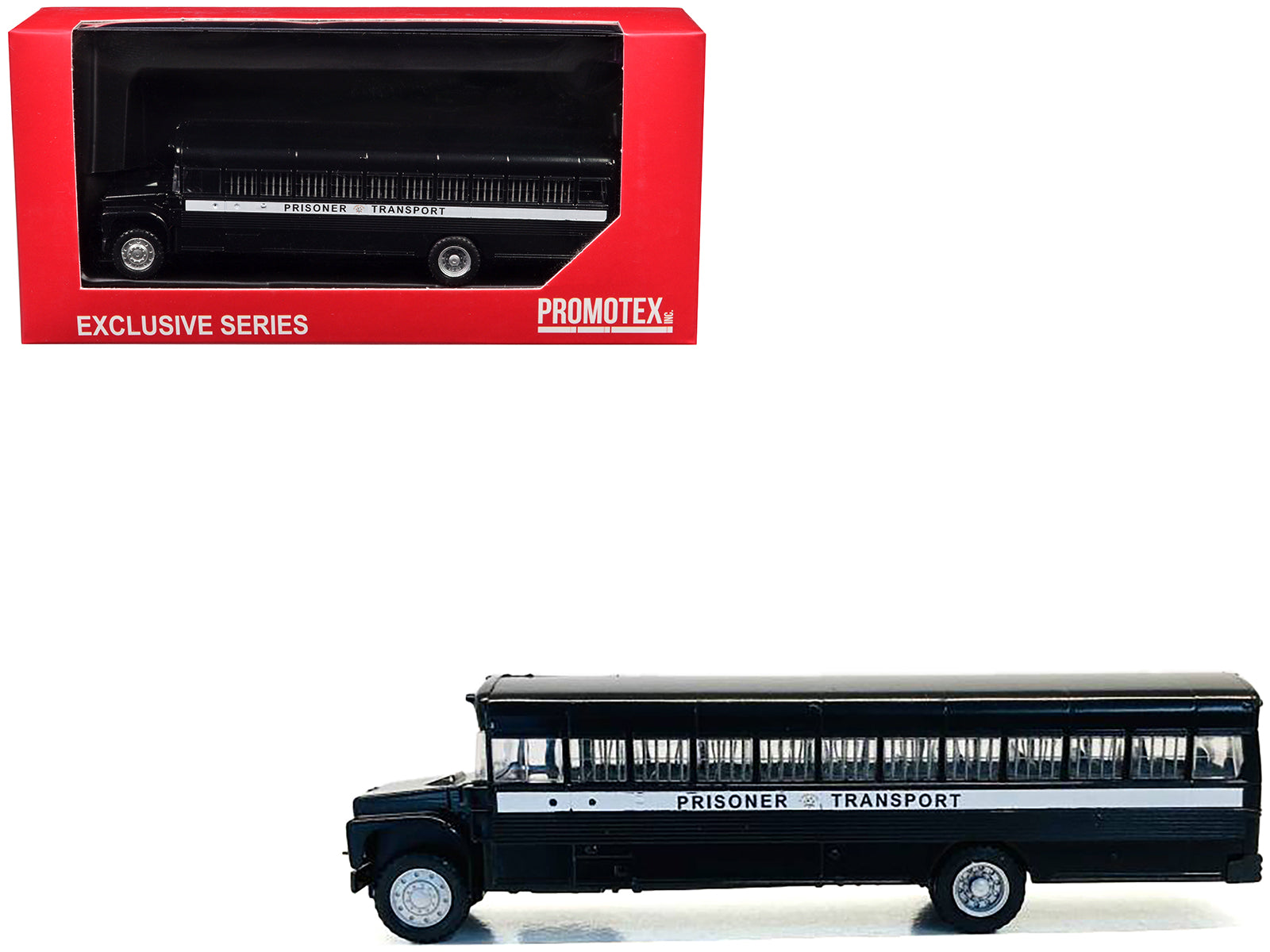 Prisoner Transport Bus Black 1/87 (HO) Plastic Model Car by Promotex