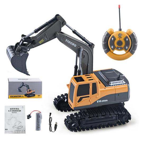 BC1033 6 Channel Alloy RC Excavator Realistic Digging Tracked Engineering Vehicle Children Toy