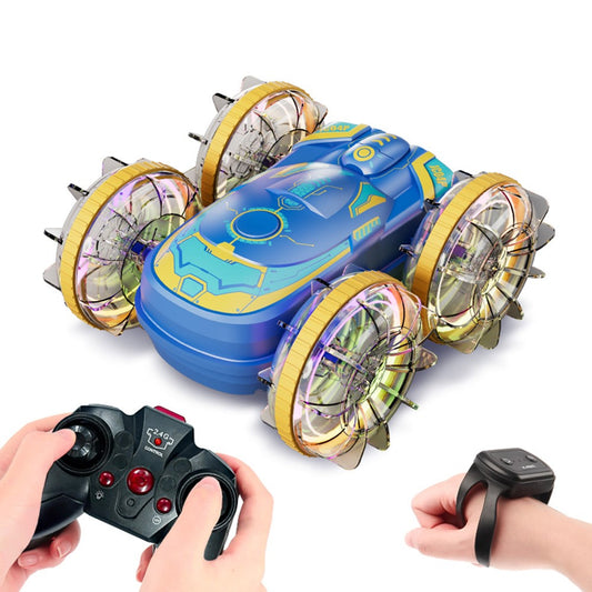 JC04P 2.4G Remote Control 4WD Amphibious Stunt Car Toy with LED Lights, Dual Controller (CE / CPC / ASTM / EN71 Certified)