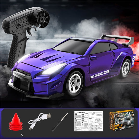 Mini RC Car 1:64 Scale Desktop Drift Car 4WD Remote Control High Speed Plastic Racing Toy