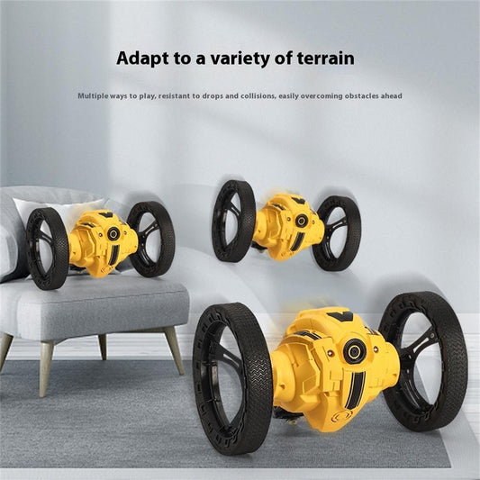 Stunt RC Car Remote Control 360 Degree Rotation Light Music Rechargeable Bounce Vehicle Kids Toy