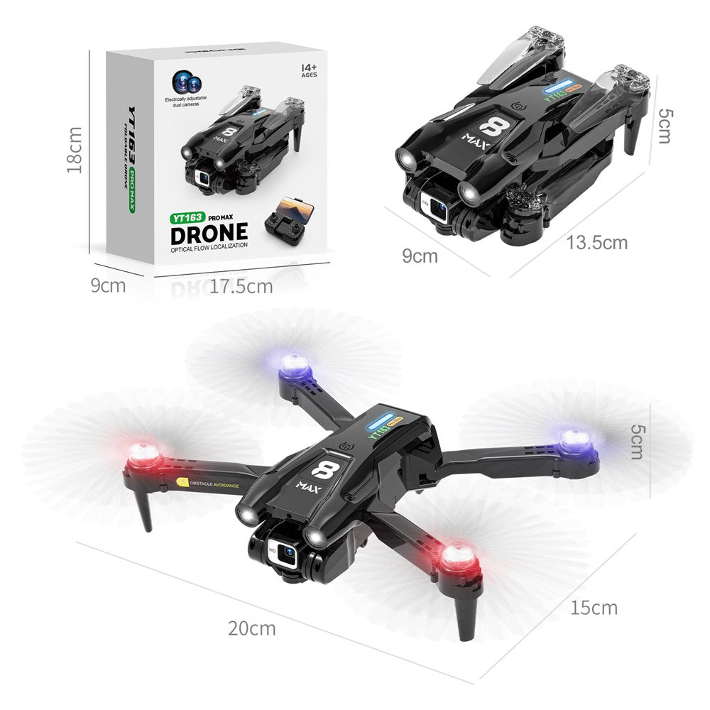 YT163 Pro Max RC Drone with Dual Camera Obstacle Avoidance Remote Control Quadcopter Optical Flow Fixed High