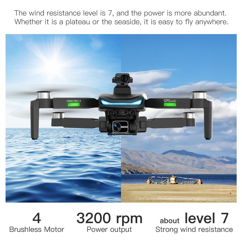 LYZ L800 Pro2 Brushless Motor GPS RC Drone Laser Obstacle Avoidance Foldable Helicopter (4K+3-Axis Gimbal+1 Battery+Obstacle Avoidance Device)