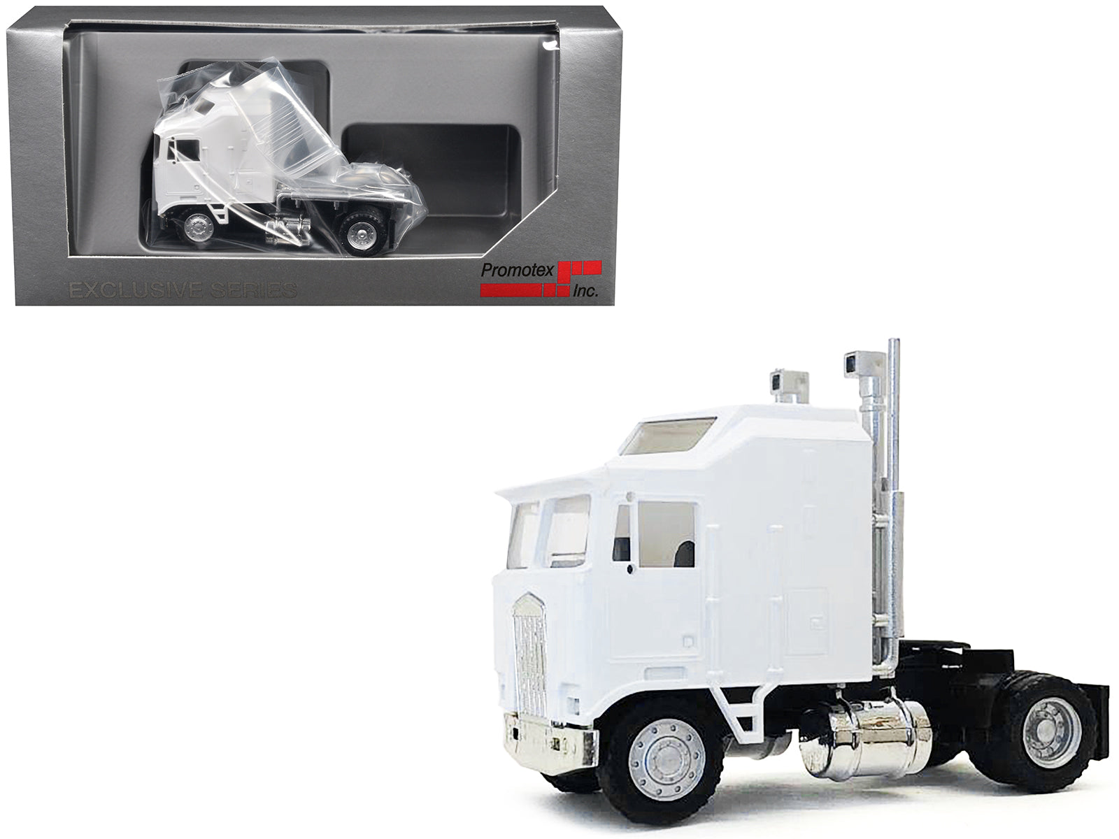 Kenworth K100 Single-Axle Truck with 5-Bar Grill White 1/87 (HO) Plastic Model Car by Promotex