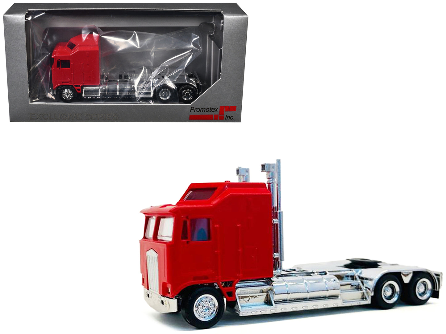 Kenworth K100 with 5-Bar Grill and XXL Chassis Red 1/87 (HO) Plastic Model by Promotex