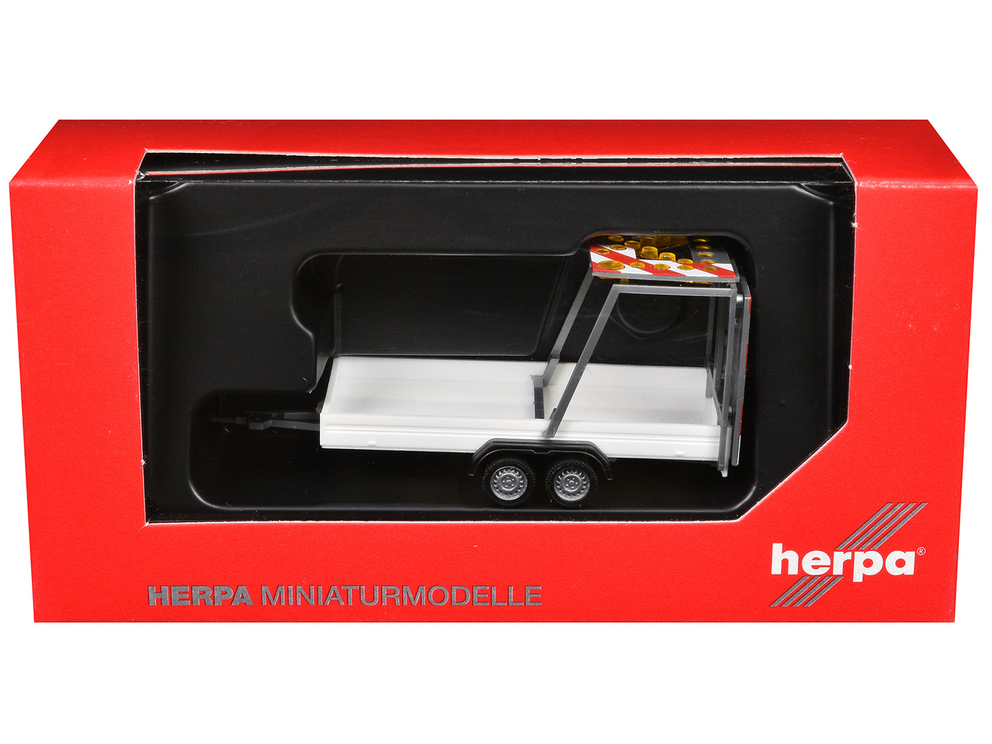 Road Maintenance Trailer White with Striped Top 1/87 (HO) Plastic Model by Promotex