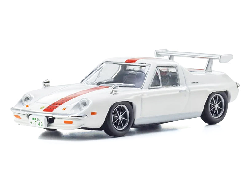Lotus Europa RHD (Right Hand Drive) White with Red Stripe "The Circuit Wolf" Manga 1/64 Diecast Model Car by Kyosho