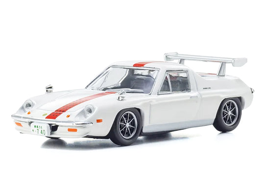 Lotus Europa RHD (Right Hand Drive) White with Red Stripe "The Circuit Wolf" Manga 1/64 Diecast Model Car by Kyosho