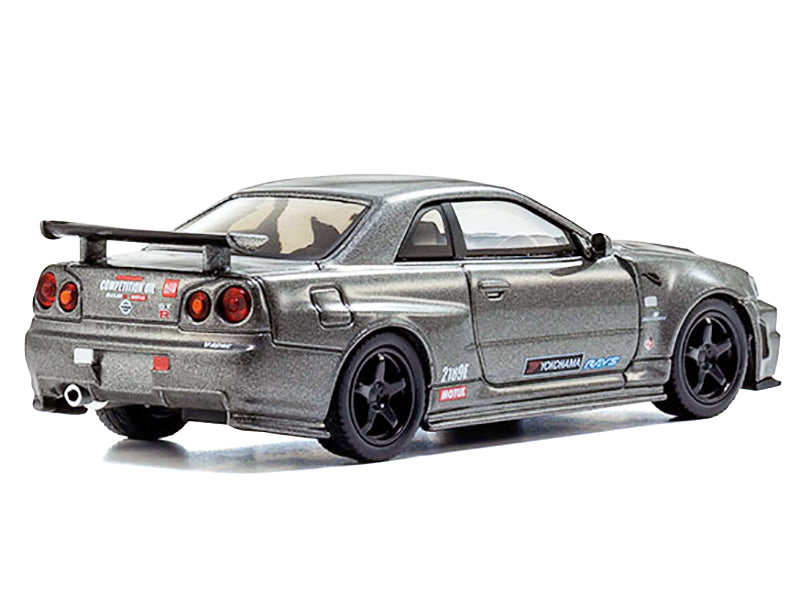 Nissan Skyline GT-R Nismo (BNR34) RHD (Right Hand Drive) Gray Metallic 1/64 Diecast Model Car by Kyosho