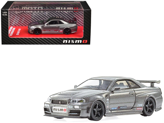 Nissan Skyline GT-R Nismo (BNR34) RHD (Right Hand Drive) Gray Metallic 1/64 Diecast Model Car by Kyosho