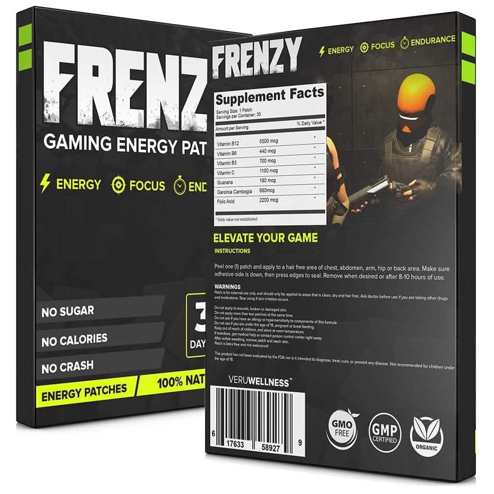 100% Natural Frenzy Gaming Energy Patches