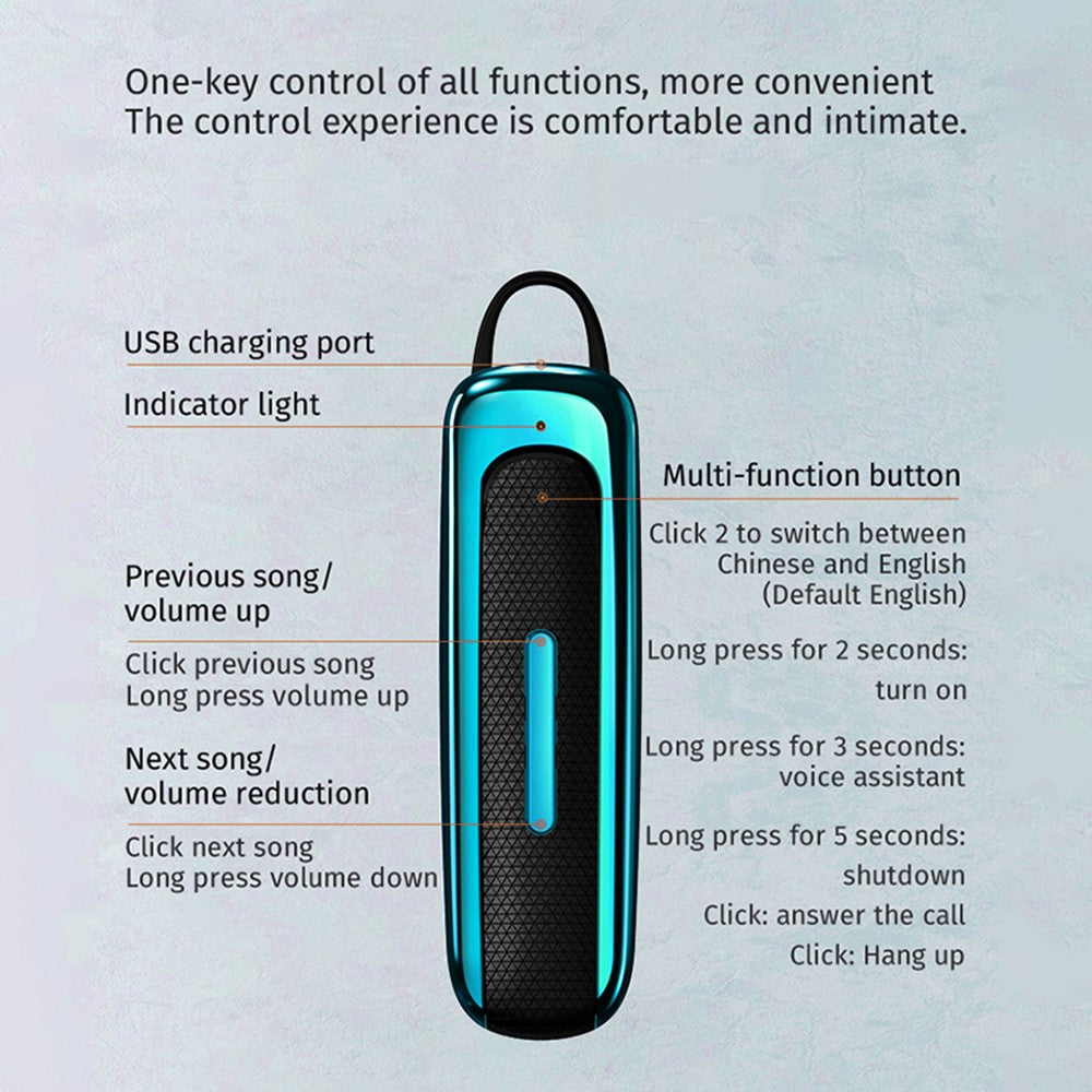 E1 Business Style Bluetooth-compatible 5.0 Earbuds Ear-hook Wireless Stereo Earphones