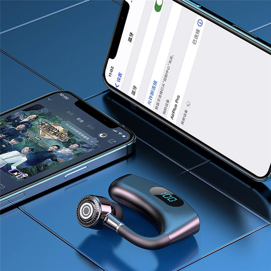 V12 Business Single Ear Smart Digital Display Earhook Wireless Bluetooth-compatible Headset Car Hands-free Earphone