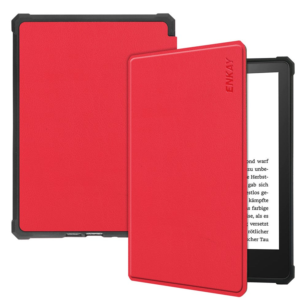 ENKAY HAT PRINCE Solid Color Auto Wake / Sleep PU Leather Protective Case Cover for Amazon Kindle Paperwhite 5 (2021)