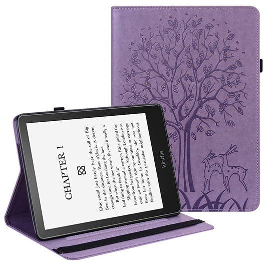 Tree Deer Imprinted PU Leather Stand Smart Auto Sleep / Wake Case with Card Slots for Amazon Kindle Paperwhite 5 (2021)