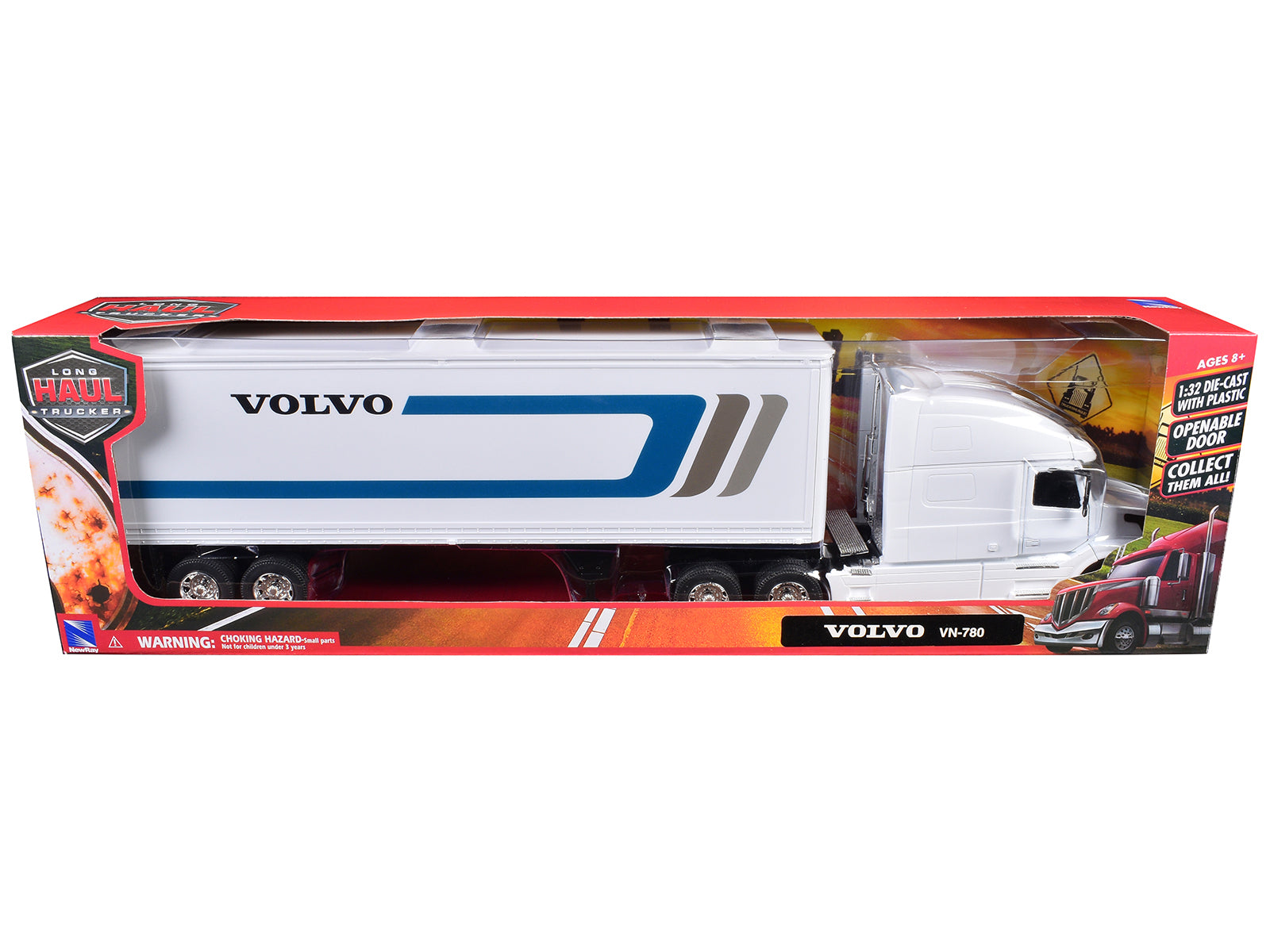 Volvo VN-780 Truck with Dry Van Trailer White "Long Haul Truckers" Series 1/32 Diecast Model by New Ray