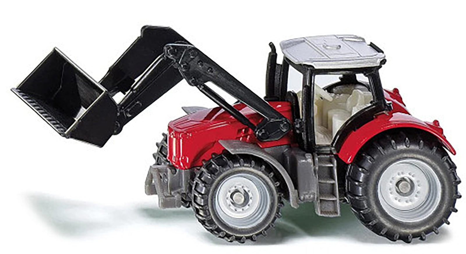 Massey Ferguson Tractor with Front Loader Red with Silver Top Diecast Model by Siku