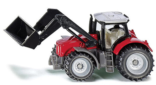 Massey Ferguson Tractor with Front Loader Red with Silver Top Diecast Model by Siku