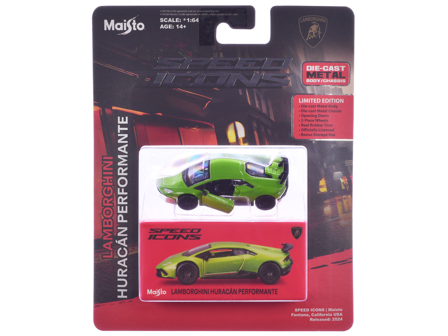 Lamborghini Huracan Performante Green "Speed Icons" Series 1/64 Diecast Model Car by Maisto