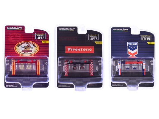 "Four-Post Lifts" Set of 3 pieces Series 6 1/64 Diecast Models by Greenlight