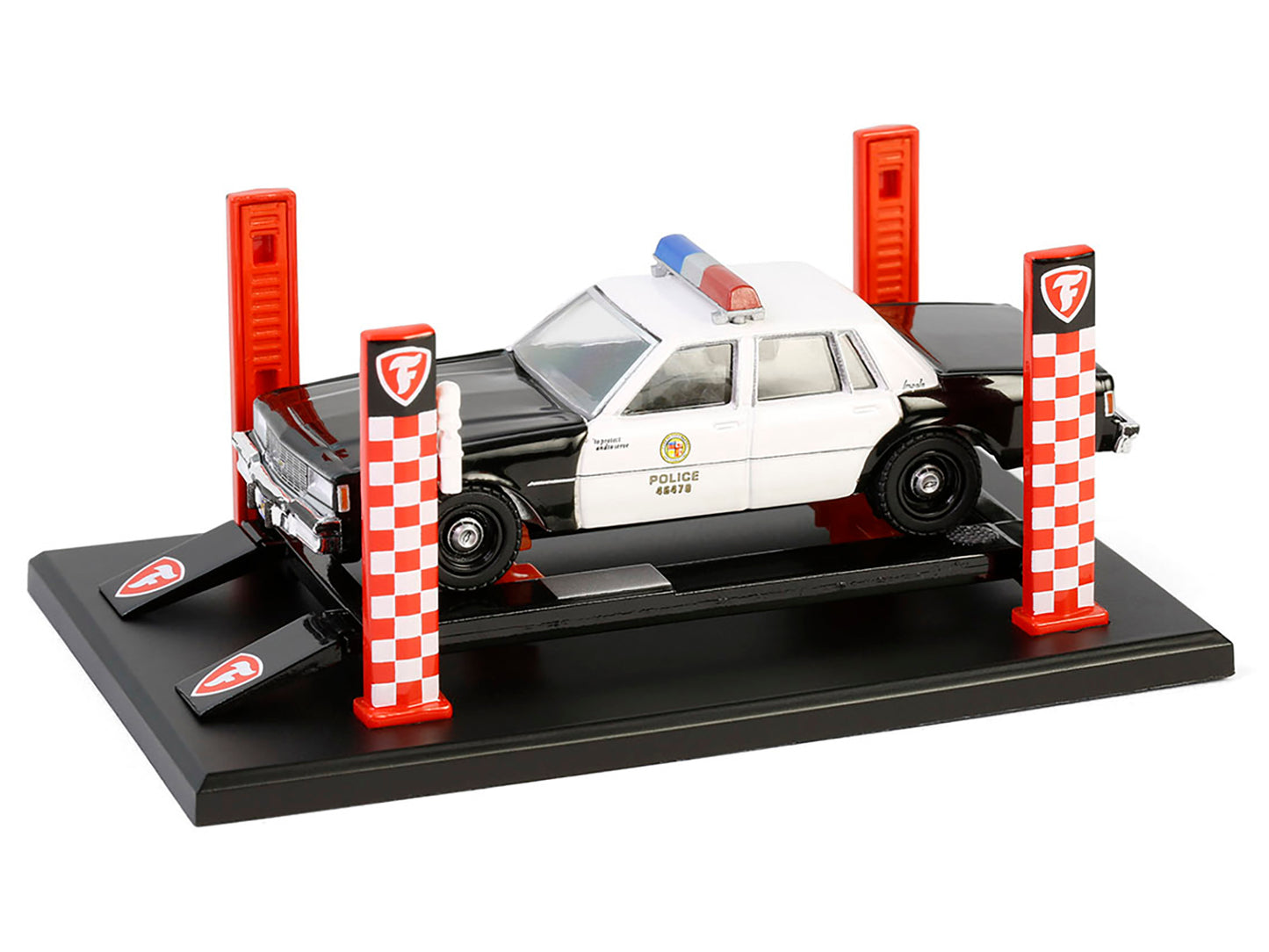 Adjustable Four-Post Lift "Firestone" Red and White "Four-Post Lifts" Series 6 1/64 Diecast Model by Greenlight