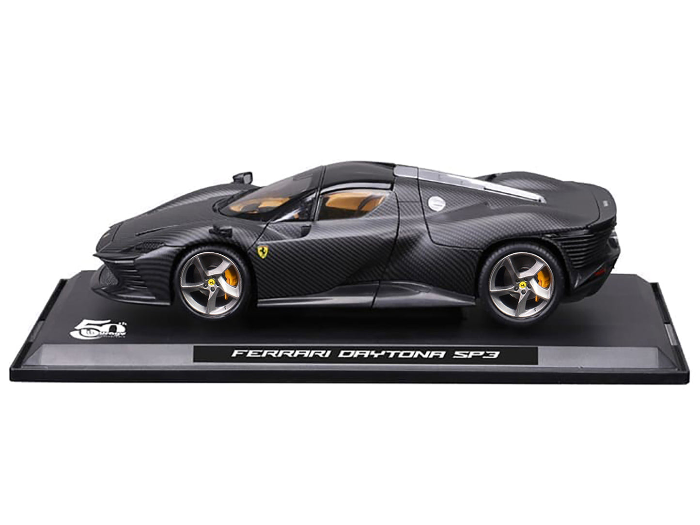 Ferrari Daytona SP3 Carbon Fiber "Carbon Series - Bburago 50th Anniversary" 1/18 Diecast Model Car by Bburago