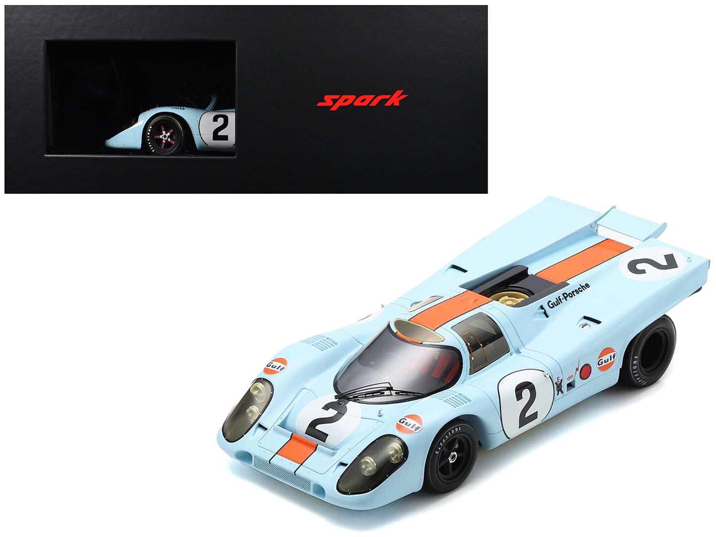 Porsche 917K #2 Pedro Rodriguez - Jackie Oliver "J.W. Automotive Engineering" Winner "24 Hours of Daytona" (1971) with Acrylic Display Case 1/18 Model Car by Spark
