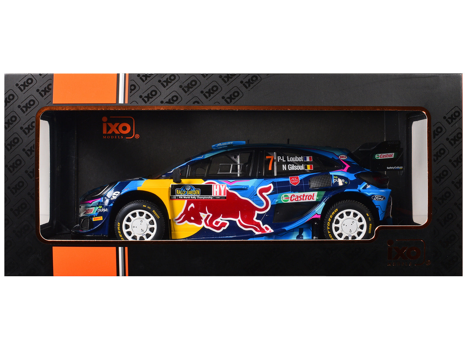 Ford Puma Rally1 #7 Pierre-Louis Loubet - Nicolas Gilsoul "Rally Sweden" (2023) 1/18 Diecast Model Car by IXO Models