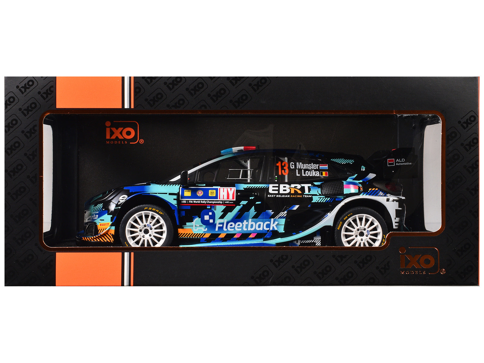 Ford Puma Rally1 #13 Gregoire Munster - Louis Louka "Central European Rally" (2023) 1/18 Diecast Model Car by IXO Models