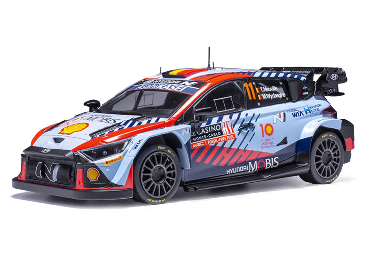 Hyundai i20 N Rally1 #11 Thierry Neuville - Martijn Wydaeghe Winner "Rallye Monte-Carlo" (2024) 1/18 Diecast Model Car by IXO Models