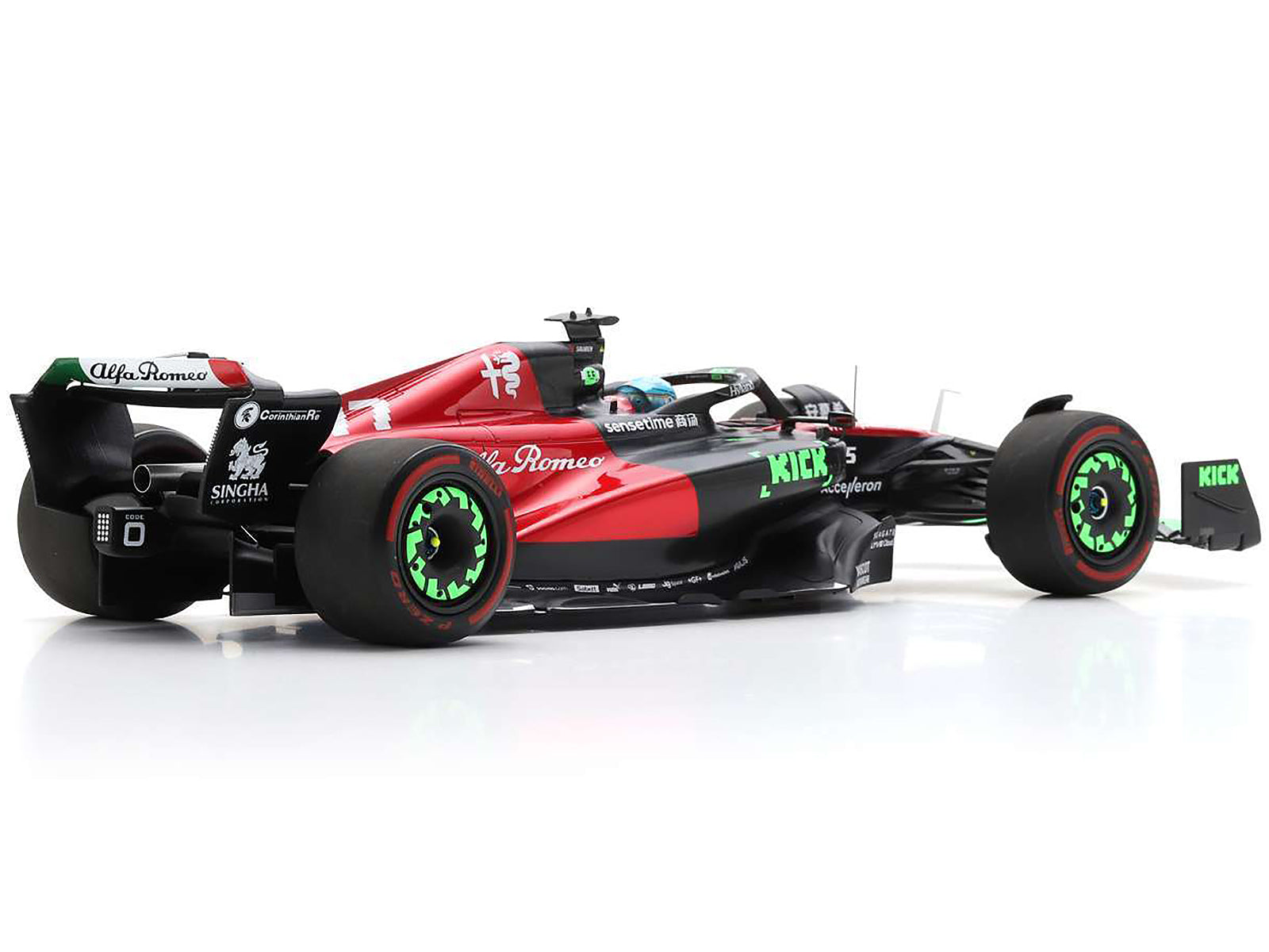 Alfa Romeo C43 #77 Valtteri Bottas "F1 Team KICK" Formula One F1 "Belgian GP" (2023) and Acrylic Display Case 1/18 Model Car by Spark