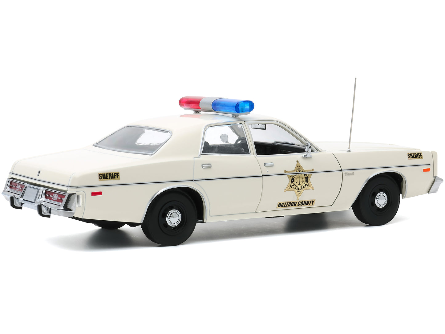 1975 Dodge Coronet Cream "Hazzard County Sheriff" 1/18 Diecast Model Car by Greenlight