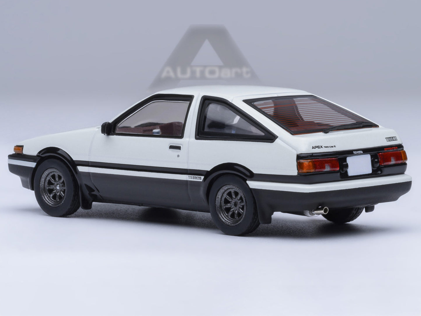 Toyota Sprinter Trueno (AE86) RHD (Right Hand Drive) White with Graphics "Initial D" (1998-2021) TV Series 1/64 Diecast Model Car by Autoart