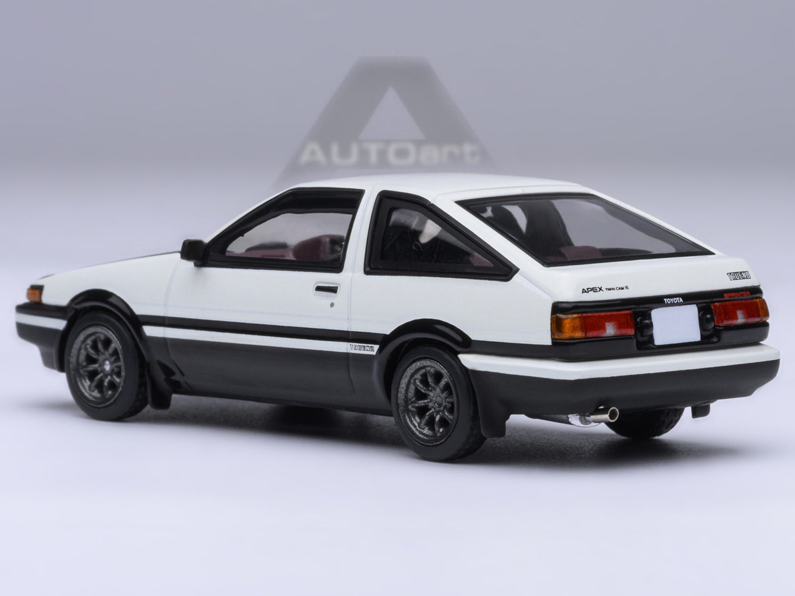 Toyota Sprinter Trueno (AE86) RHD (Right Hand Drive) "Project D Final Version" White with Graphics "Initial D" (1998-2021) TV Series 1/64 Diecast Model Car by Autoart