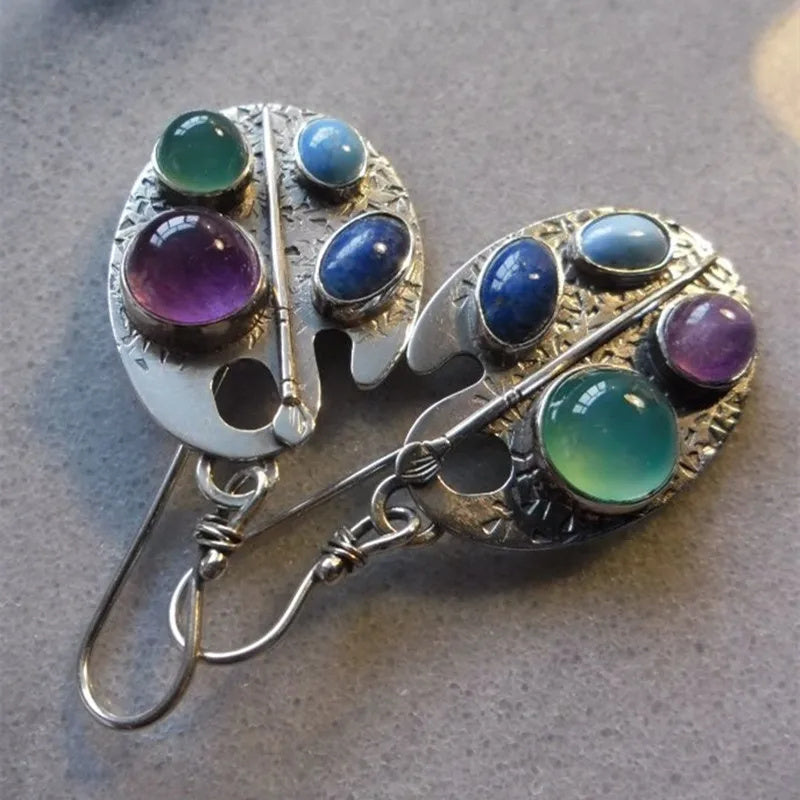 Bohemian New Personalized Multicolor Gemstone Earrings Alloy Earring