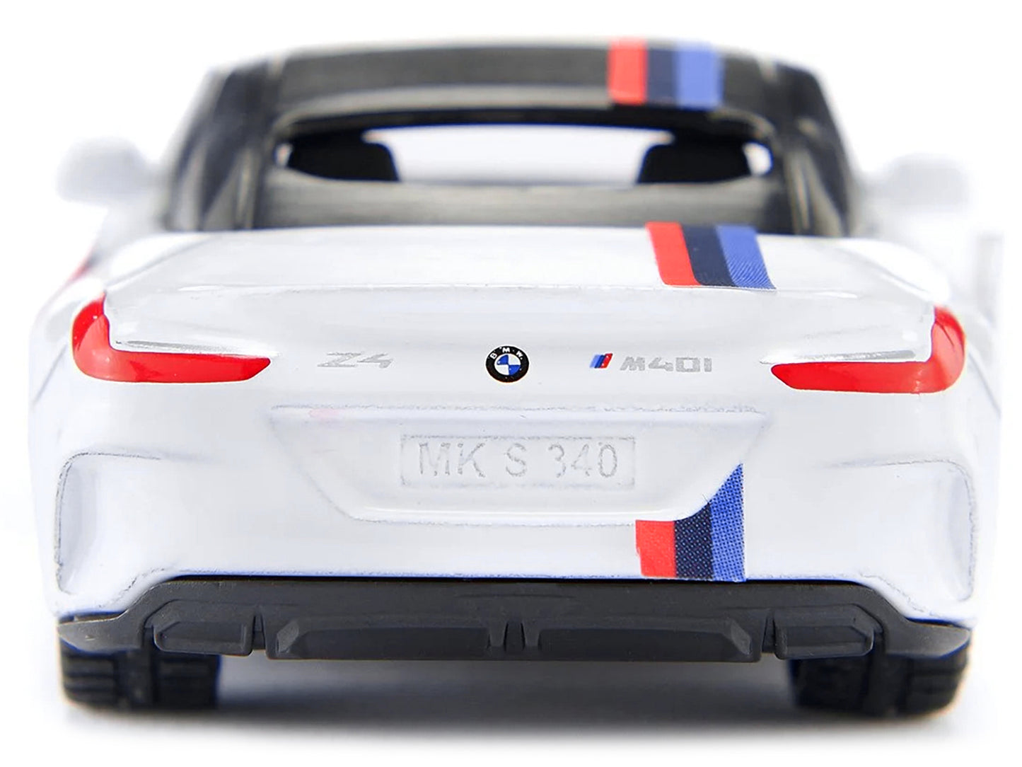 BMW Z4 M40i Cabriolet White with Black Top with Extra Wheels and Decals 1/50 Diecast Model by Siku