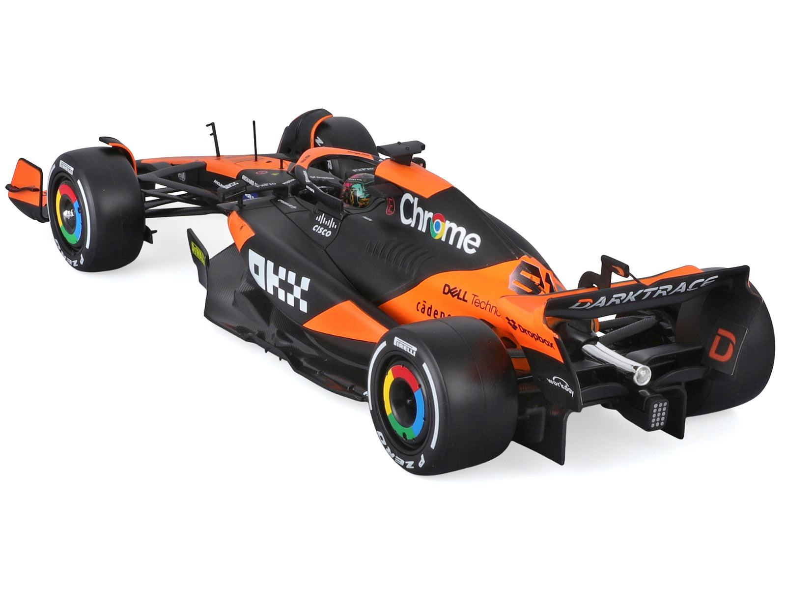 McLaren MCL38 #81 Oscar Piastri "OKX" Formula One F1 "Miami GP" (2024) with Display Case 1/24 Diecast Model Car by Bburago