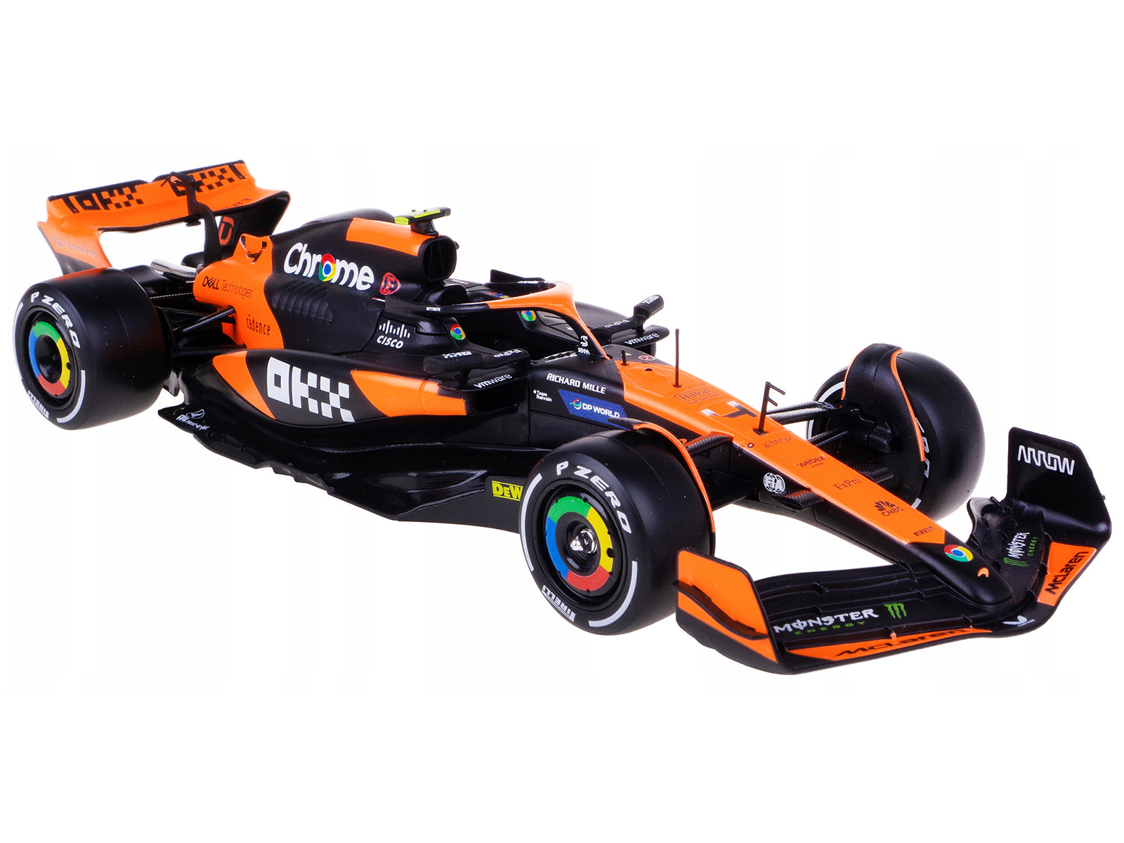 McLaren MCL38 #4 Lando Norris "OKX" Winner Formula One F1 "Miami GP" (2024) with Driver Figure "Race" Series 1/24 Diecast Model Car by Bburago