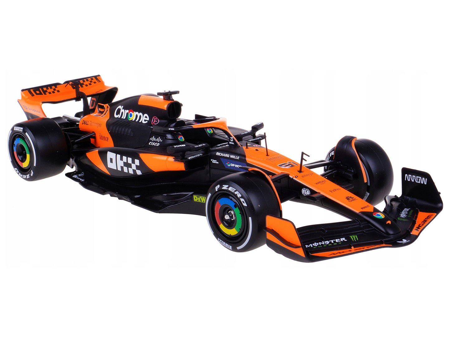 McLaren MCL38 #81 Oscar Piastri "OKX" Formula One F1 "Miami GP" (2024) with Driver Figure "Race" Series 1/24 Diecast Model Car by Bburago